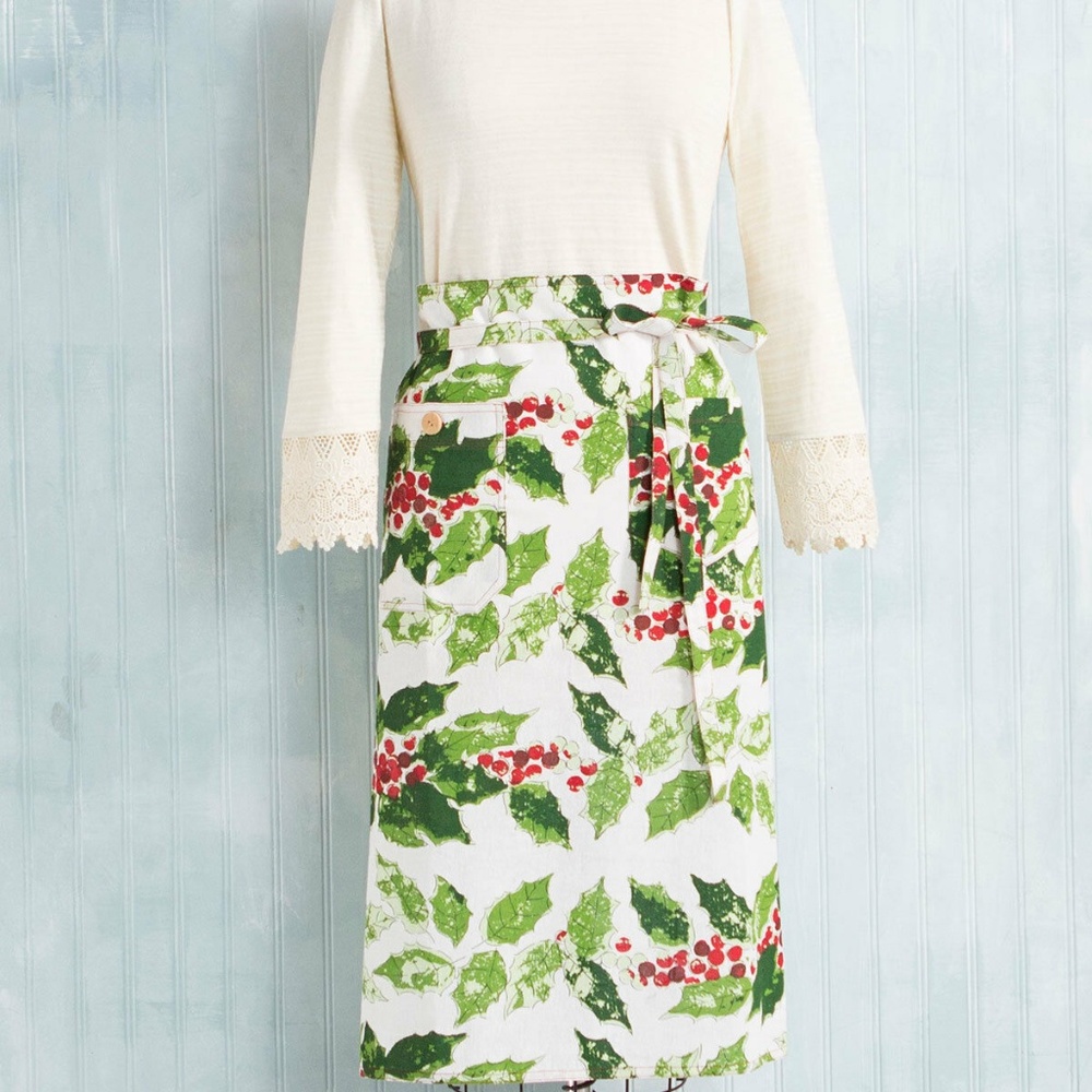 April Cornell Apron Jolly Holly Christmas O/S NWT
